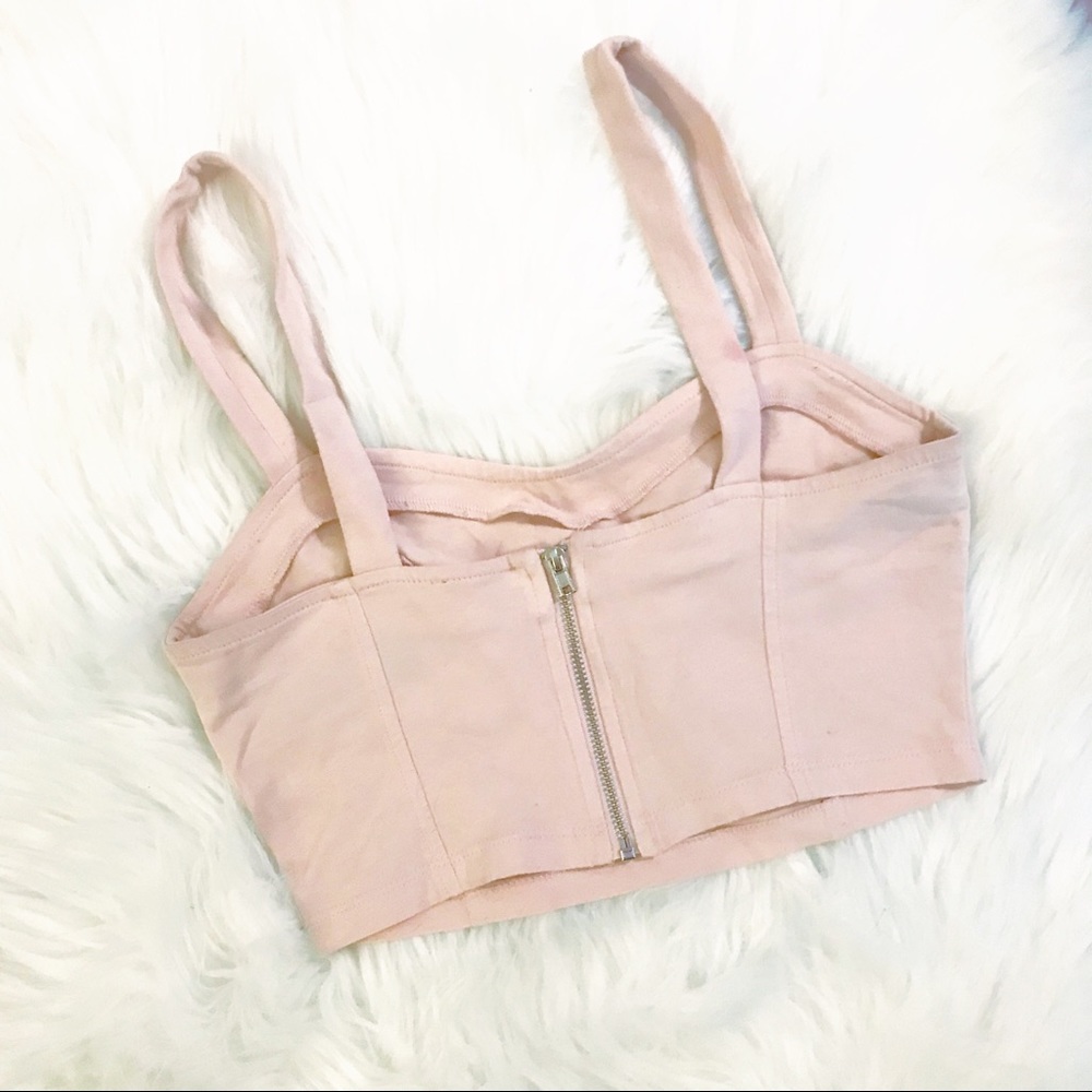 light pink crop top bra top zips in back small - Picture 3 of 7
